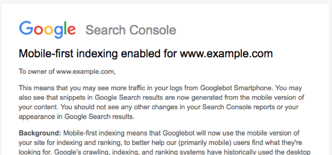 Google Mobile First Index